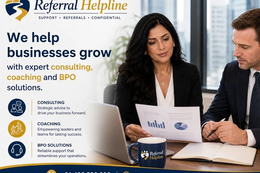 Referral Helpline helps businesses grow with consulting, coaching, and BPO solutions.