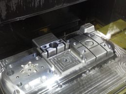 Plastic Injection Mold being cut on CNC Mill. Built by Triaxis Machine & Tool.
