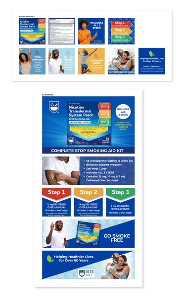 Amazon Above-The-Fold carousel images and an Amazon Enhanced Content page for a Rite Aid branded nic