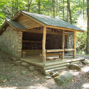 Hiker shelter within the Great Smoky Mountains