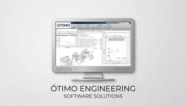 Pantalla de computadora con software de ingeniería llamado Ótimo Engineering.