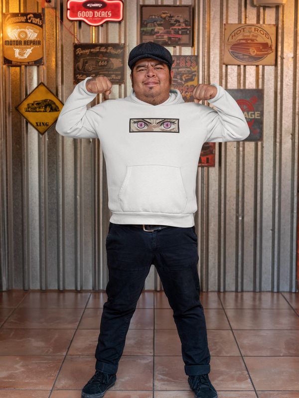 Edgar showing of his Nezuko hoodie from ABEC APPAREL.