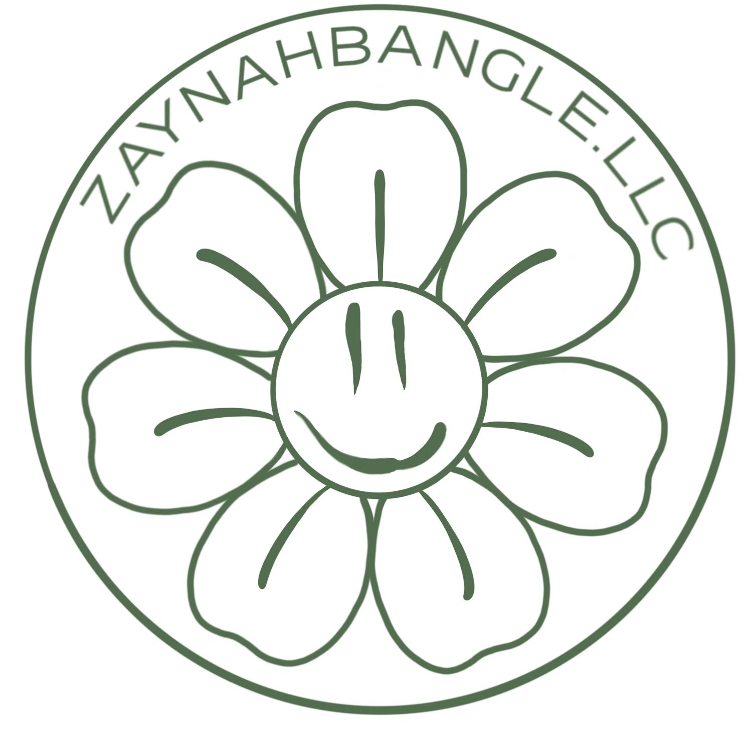 Smiling flower logo with text zaynabhbangle.lllc.