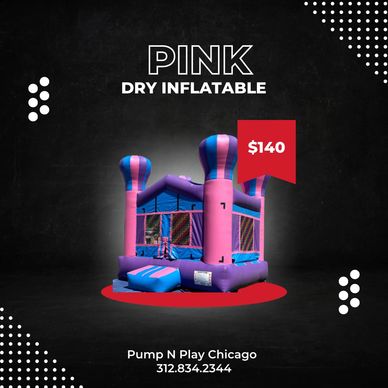 Pink dry inflatable bounce house for $140.