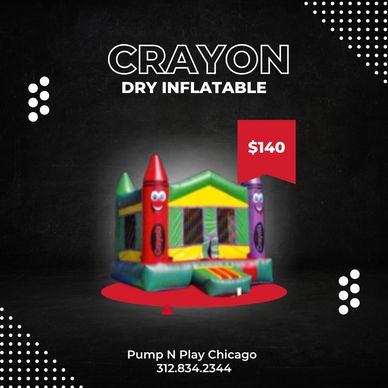 Colorful crayon dry inflatable for $140 rental in Chicago.