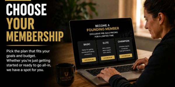 Person choosing a membership plan on a laptop with options and pricing.