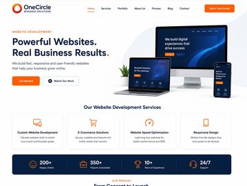 Website development service landing page showcasing digital solutions.