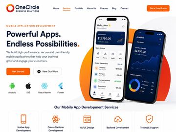 Mobile app development services showcasing powerful apps on Android and iOS.
