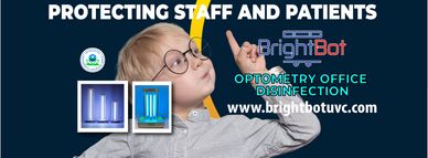 brightbot UVC germicidal tower for UV disinfection of optometrist offices.