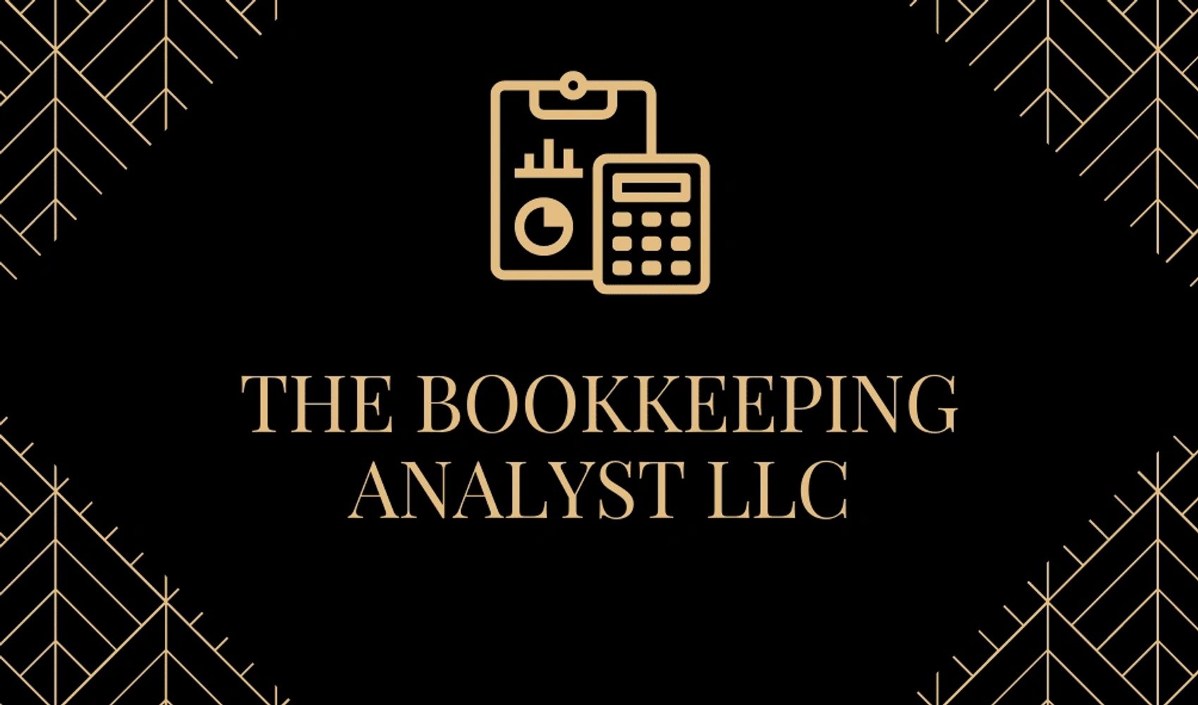 Elegant logo for The Bookkeeping Analyst LLC with calculator and clipboard icons.