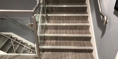 Stair nosings are used in commercial settings to slightly increase the surface area to help reduce t