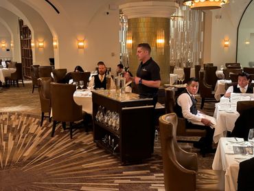 Giambrone training the staff at Delmonico's, in The Venetian Resort, Las Vegas.