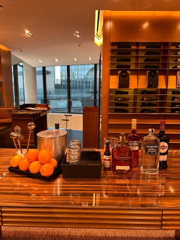 The cocktail station for an event at Zegna in The Shops at Crystals, connected to Aria Resort.