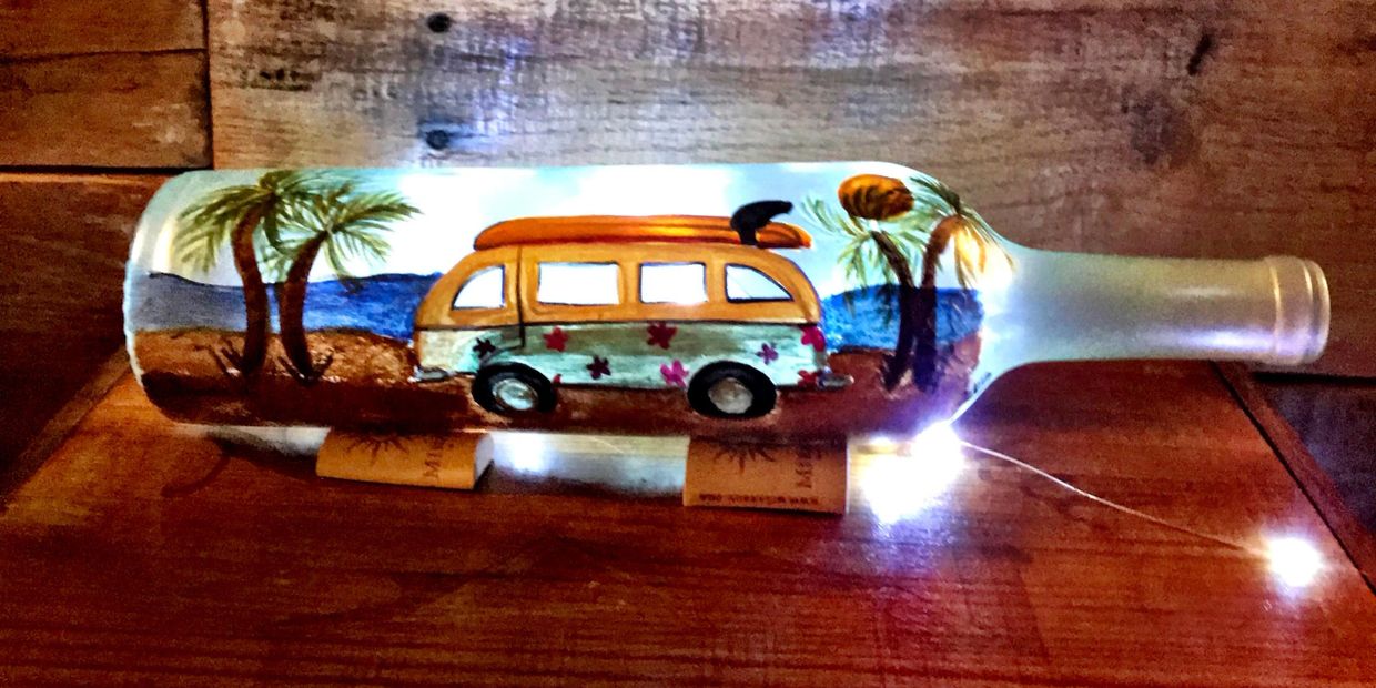 VW painting in a bottle
