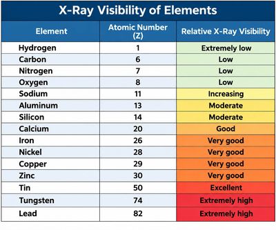 X Ray Visibility of Elements