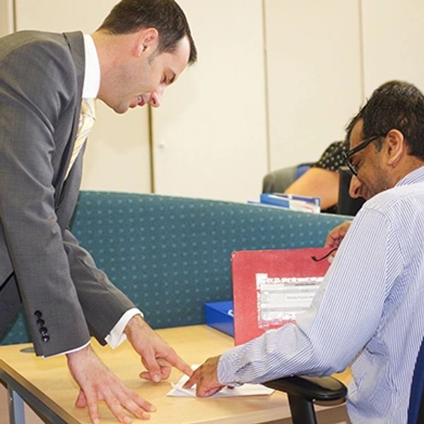 James with office staff
