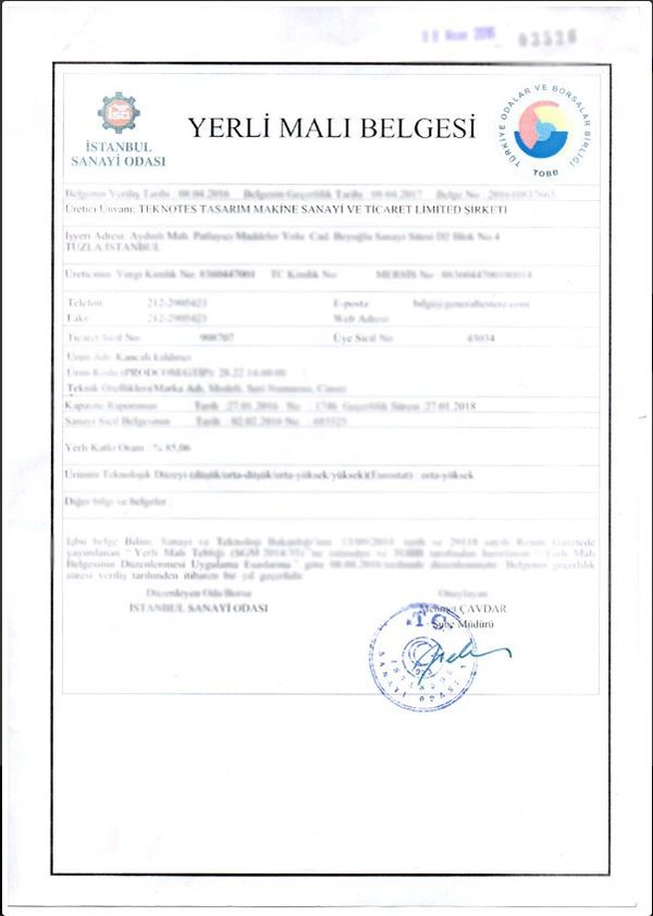 ISO DOCUMENT TEKNOTES TASARIM MAKINE