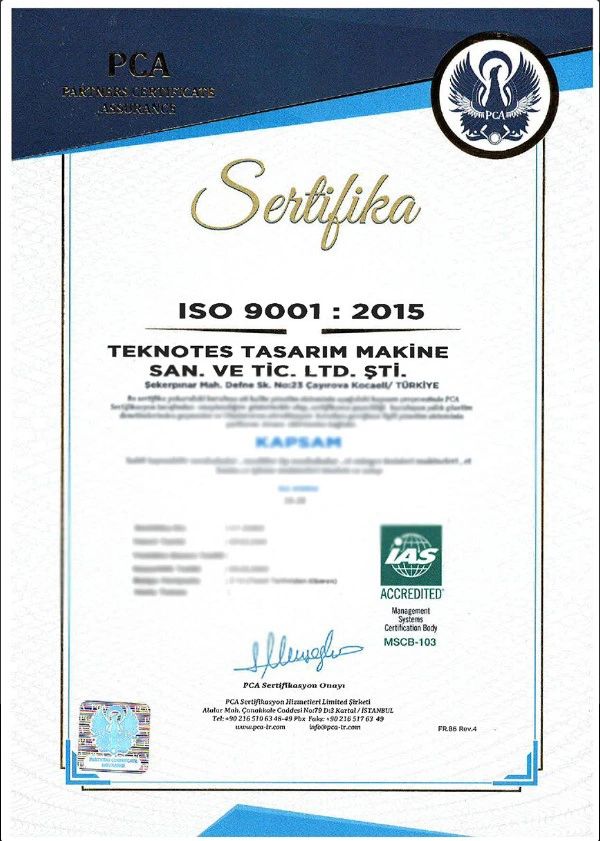 ISO DOCUMENT TEKNOTES TASARIM MAKINE