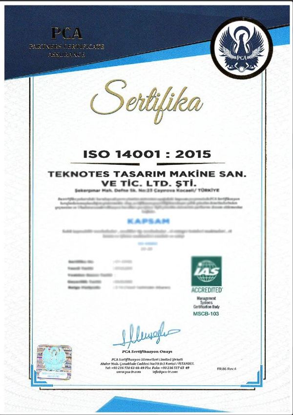 ISO DOCUMENT TEKNOTES TASARIM MAKINE