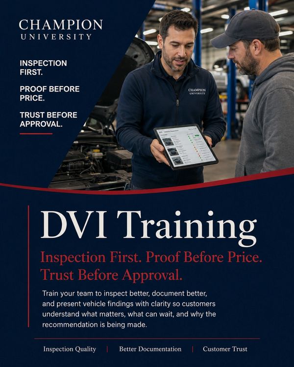 DVI Training for vehicle inspection and customer trust.