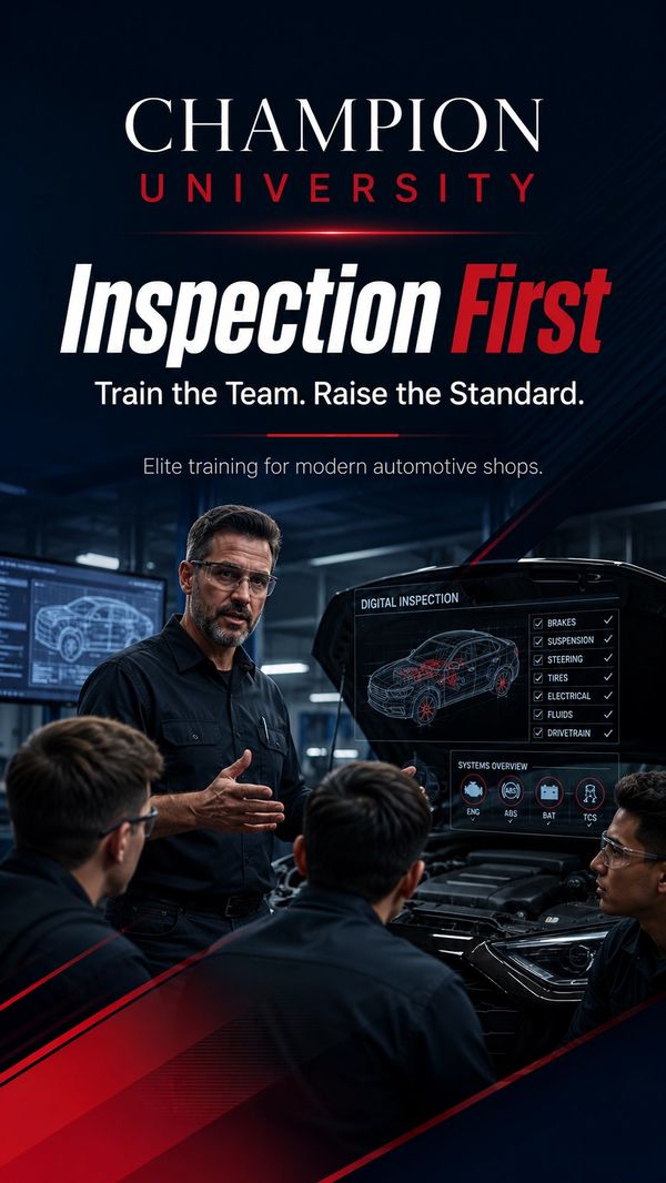 Automotive inspection training session at Champion University.