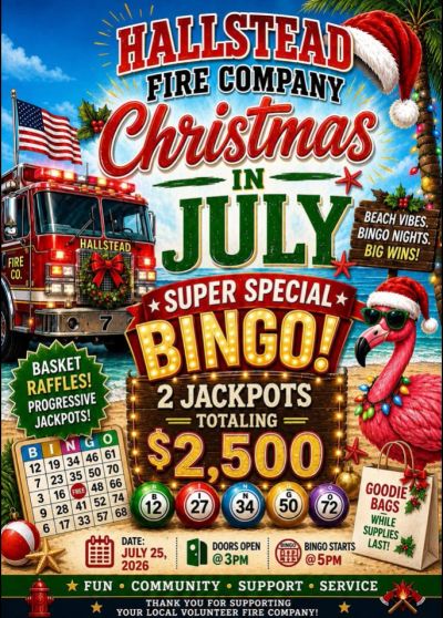 Holiday-themed bingo event hosted by Hallstead Fire Company.