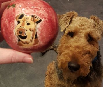 Bespoke dog portrait Christmas Bauble