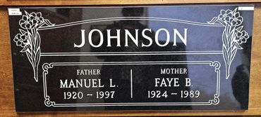 Johnson family gravestone for Manuel L. and Faye B.
