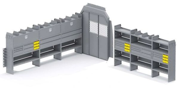 Holman Shelving Mercedes High Roof 170" WB Partition 52Wx60Hx14D Shelves Electrical Contractor