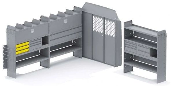 Holman Shelving Mercedes Standard low Roof 144" WB Partition 52Wx60Hx14D Shelves Electrical Package