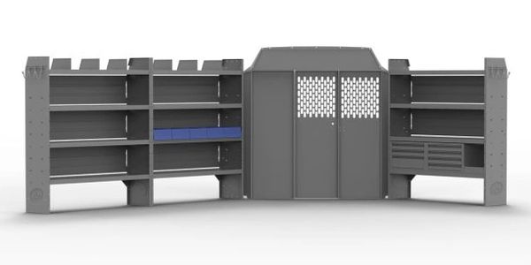 Holman Shelving Mercedes Standard low Roof 144" WB Partition 52Wx60Hx14D Shelves General Service