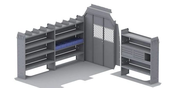 Holman Shelving Mercedes High Roof 144" WB Partition 52Wx60Hx14D Shelves General Service Shelves