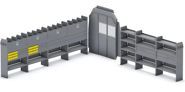 Holman Shelving Mercedes High Roof Extended 170" WB Partition 52Wx60Hx14D Shelves Quick Package MAX