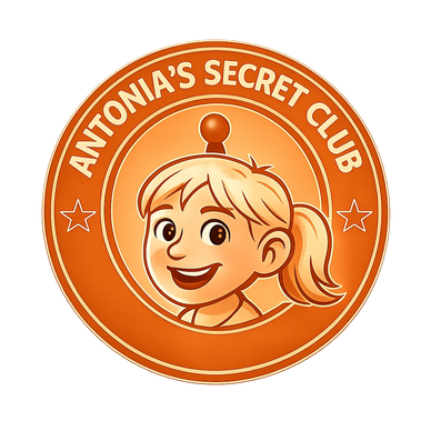 Logo of Antonia's Secret Club with a smiling girl and chess pawn.