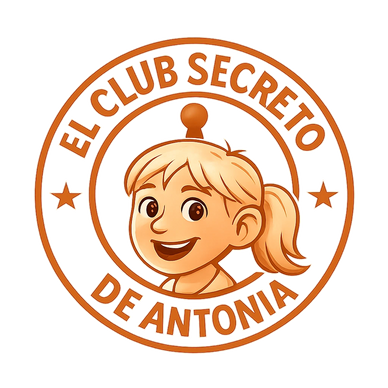 Logo of "El Club Secreto de Antonia" featuring a smiling girl with a ponytail.