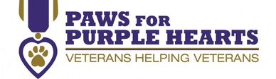 Logo for Paws for Purple Hearts, supporting veterans.