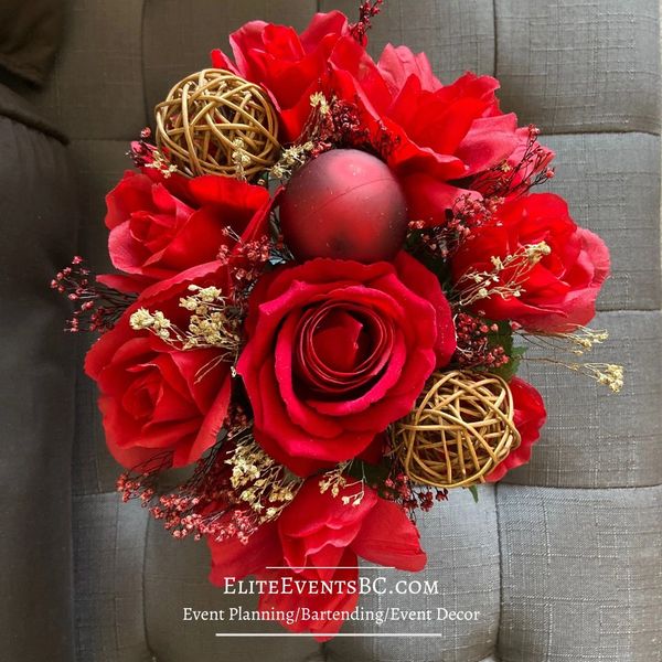 Red roses flower centrepiece by Elite Events BC