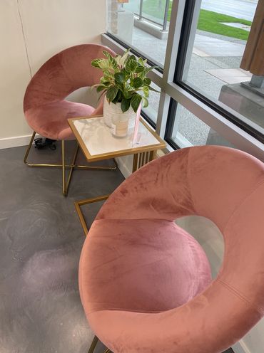 Chairs at the front of the medspa in white rock