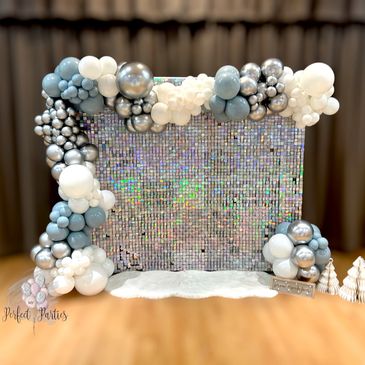 silver sequin wall