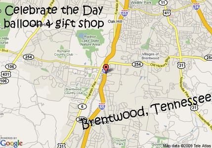 Celebrate the Day balloon and gift shop delivers to Brentwood, Tennessee.