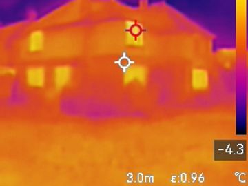 A thermal image of a house