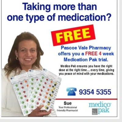 Pascoe Vale Pharmacy
your local Pascoe Vale Chemist
offer for medication packing