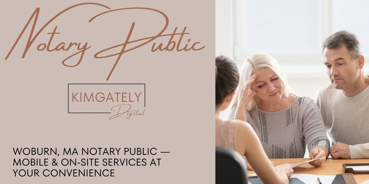 Mobile and in-office notary services in Woburn, MA. Kim Gately Digital makes notarization quick, rel