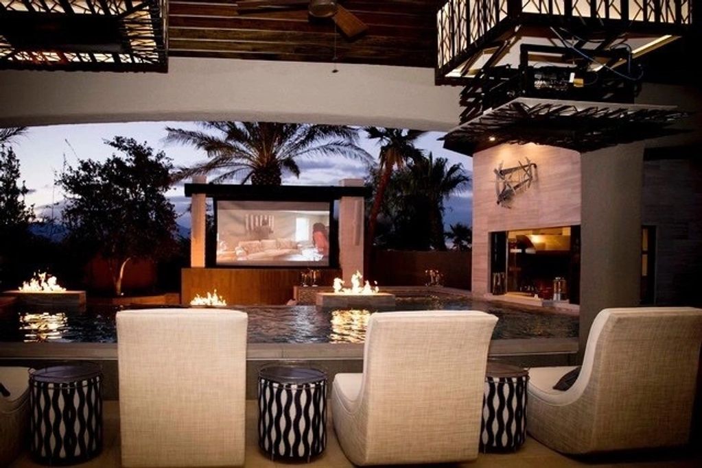 12’ outdoor film screen for personal residence of Jonathan Scott of The Property Brothers. Custom pr