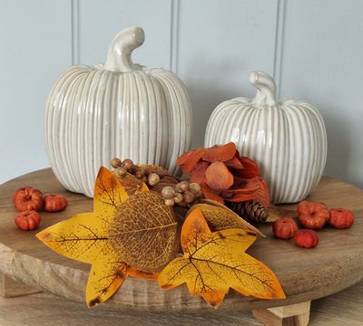Cream ceramic pumpkins