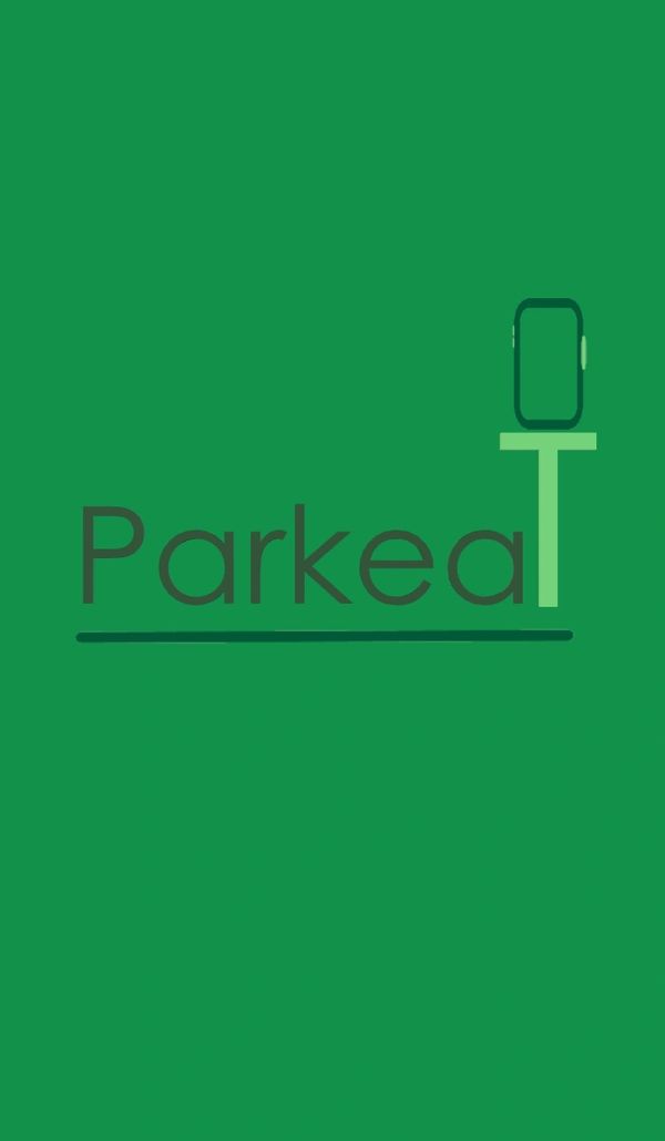 Logo design for Parkeat with a green background.