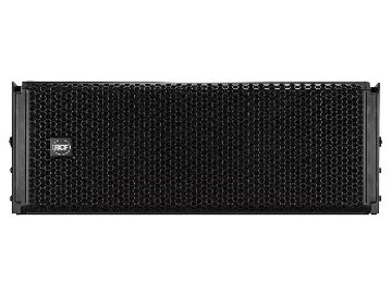 Black RCF speaker with grille.
