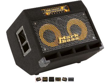 Markbass speaker cabinet angled with mesh front.
