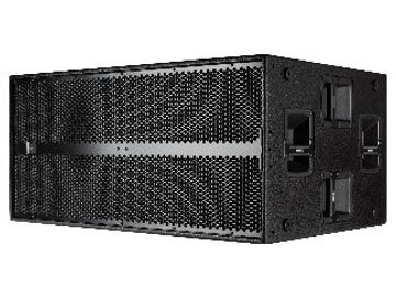 Black rectangular speaker with grille front and side handles.