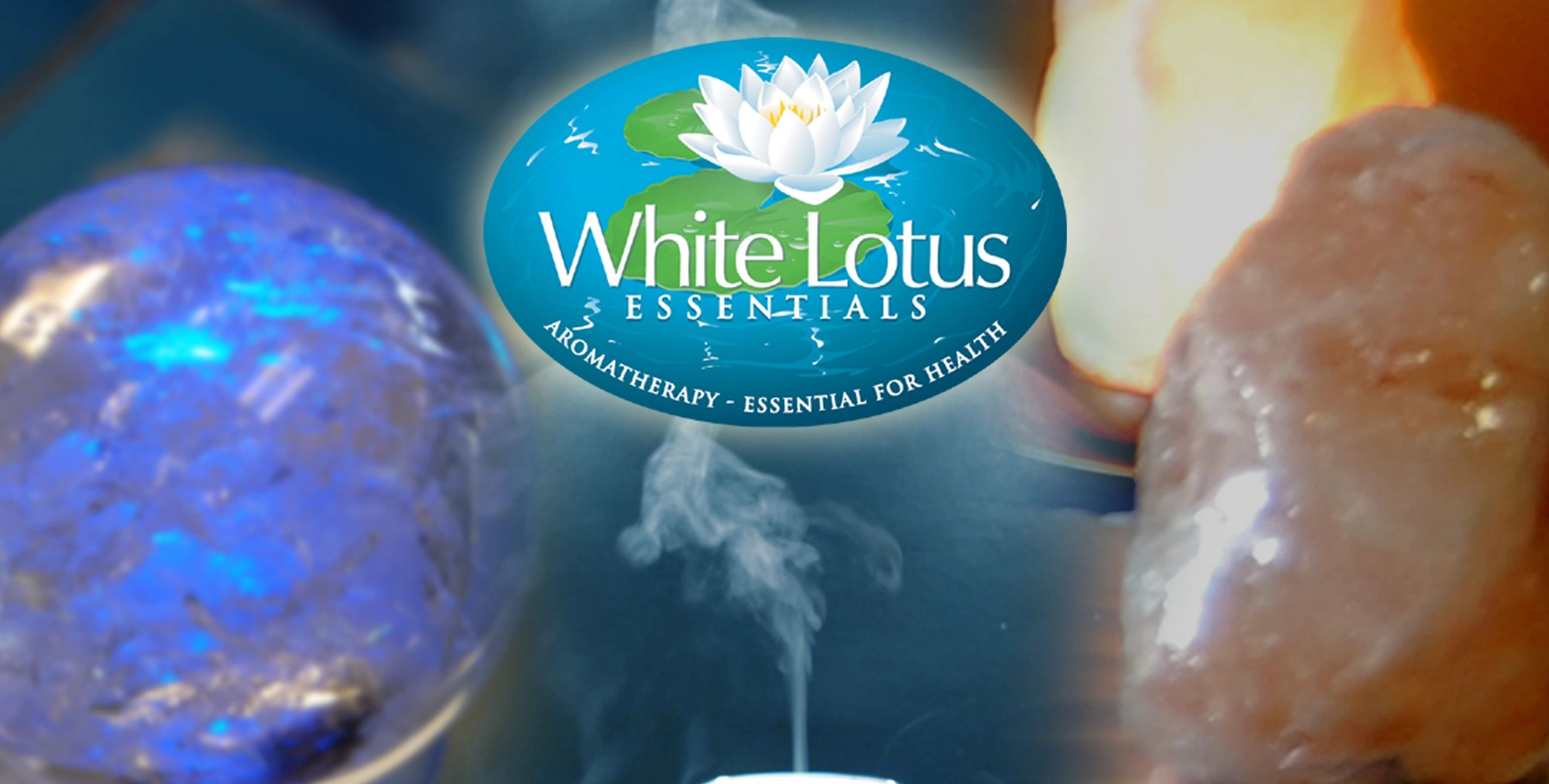 White Lotus Essentials Aromatherapy Essential For Health logo Lemurian crystal  diffuser salt lamp  